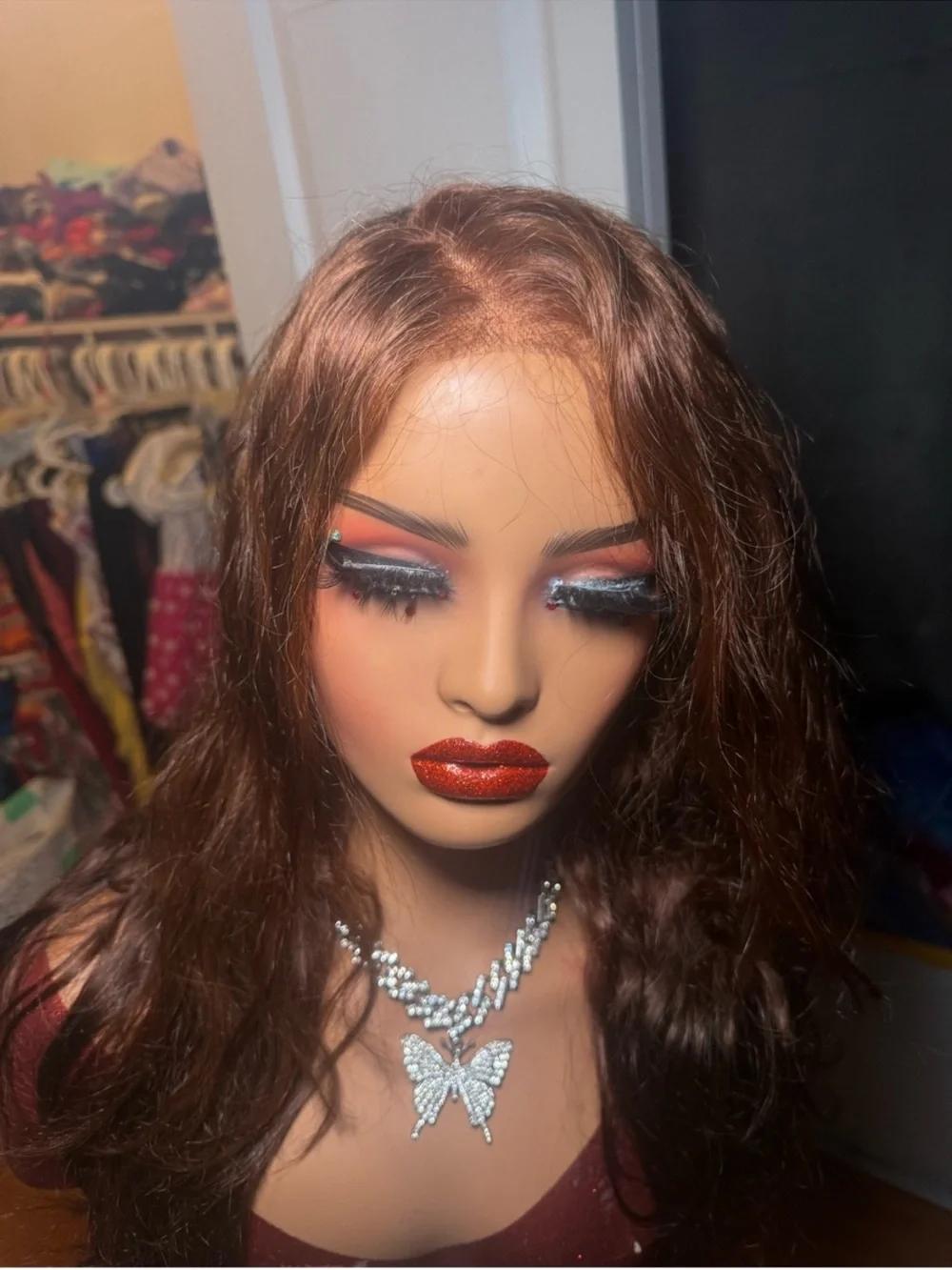 100% Human Hair Brown Auburn Lace Front Wig - 13x4 Lace